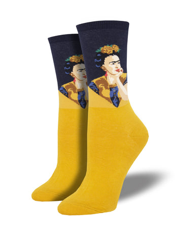 Calcetines Mujer Frida Pensativa Amarillo