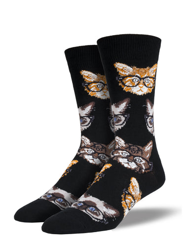 Calcetines Hombre Gatos Con Gafas Negro