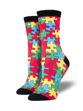 Calcetines Mujer Puzzle Negro