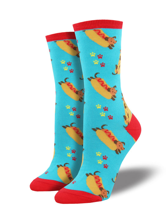 Calcetines Mujer Perro Salchicha Azul