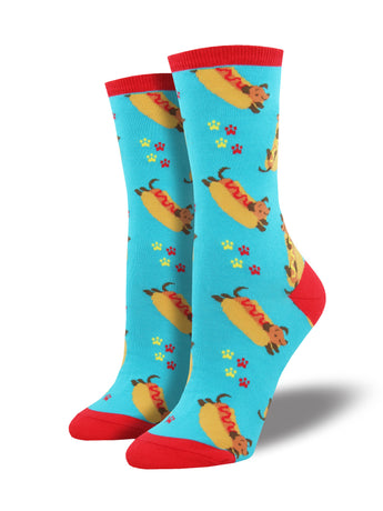 Calcetines Mujer Perro Salchicha Azul