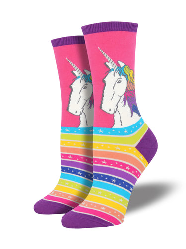 Calcetines Mujer Unicornio Crin De Colores Rosa